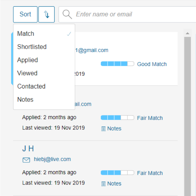 Match Scores for Recruiters